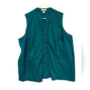 Coldwater Creek Teal Ruffled Sleeveless Blouse size 3X‎ (24)